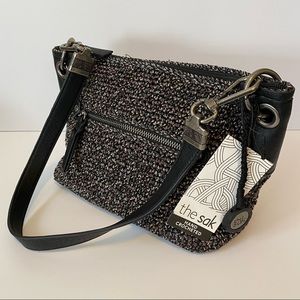 NWT The Sak Hand-Crotcheted purse black/gray/white